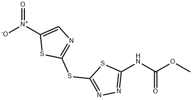 methyl 5-({5-nitro-1,3-thiazol-2-yl}sulfanyl)-1,3,4-thiadiazol-2-ylcarbamate Struktur