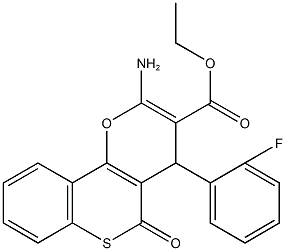 ethyl 2-amino-4-(2-fluorophenyl)-5-oxo-4H,5H-thiochromeno[4,3-b]pyran-3-carboxylate Struktur