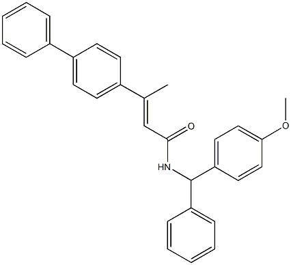 3-[1,1'-biphenyl]-4-yl-N-[(4-methoxyphenyl)(phenyl)methyl]-2-butenamide Struktur