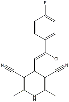 4-[2-chloro-2-(4-fluorophenyl)vinyl]-2,6-dimethyl-1,4-dihydro-3,5-pyridinedicarbonitrile Struktur