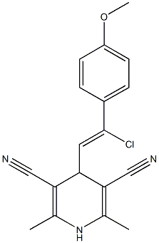 4-[2-chloro-2-(4-methoxyphenyl)vinyl]-2,6-dimethyl-1,4-dihydro-3,5-pyridinedicarbonitrile Struktur