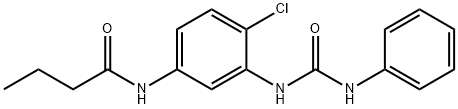 N-{3-[(anilinocarbonyl)amino]-4-chlorophenyl}butanamide Struktur