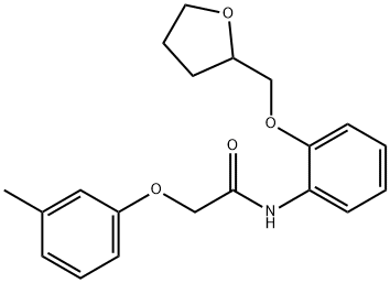 2-(3-methylphenoxy)-N-[2-(tetrahydro-2-furanylmethoxy)phenyl]acetamide Struktur