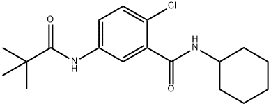 2-chloro-N-cyclohexyl-5-[(2,2-dimethylpropanoyl)amino]benzamide Struktur