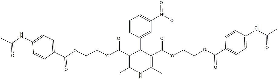 bis(2-{[4-(acetylamino)benzoyl]oxy}ethyl) 4-{3-nitrophenyl}-2,6-dimethyl-1,4-dihydro-3,5-pyridinedicarboxylate Struktur