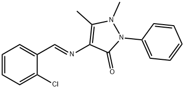 4-[(2-chlorobenzylidene)amino]-1,5-dimethyl-2-phenyl-1,2-dihydro-3H-pyrazol-3-one Struktur