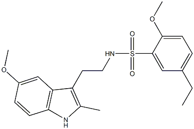 5-ethyl-2-methoxy-N-[2-(5-methoxy-2-methyl-1H-indol-3-yl)ethyl]benzenesulfonamide Struktur