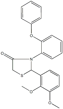 2-(2,3-dimethoxyphenyl)-3-(2-phenoxyphenyl)-1,3-thiazolidin-4-one Struktur