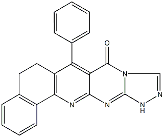 7-phenyl-6,12-dihydrobenzo[h][1,2,4]triazolo[4',3':1,2]pyrimido[4,5-b]quinolin-8(5H)-one Struktur