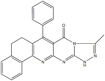 10-methyl-7-phenyl-6,12-dihydrobenzo[h][1,2,4]triazolo[4',3':1,2]pyrimido[4,5-b]quinolin-8(5H)-one Struktur