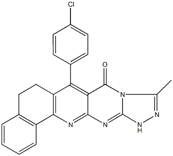 7-(4-chlorophenyl)-10-methyl-6,12-dihydrobenzo[h][1,2,4]triazolo[4',3':1,2]pyrimido[4,5-b]quinolin-8(5H)-one Struktur