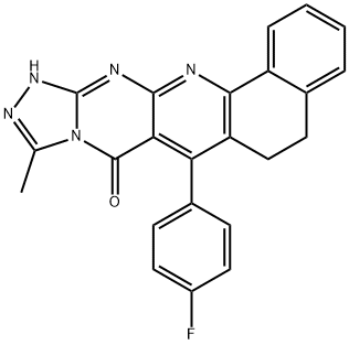 7-(4-fluorophenyl)-10-methyl-6,12-dihydrobenzo[h][1,2,4]triazolo[4',3':1,2]pyrimido[4,5-b]quinolin-8(5H)-one Struktur