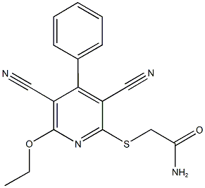 2-[(3,5-dicyano-6-ethoxy-4-phenyl-2-pyridinyl)sulfanyl]acetamide Struktur