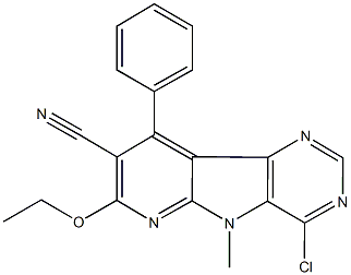 4-chloro-7-ethoxy-5-methyl-9-phenyl-5H-pyrido[3',2':4,5]pyrrolo[3,2-d]pyrimidine-8-carbonitrile Struktur