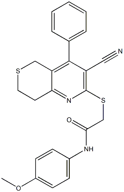 2-[(3-cyano-4-phenyl-7,8-dihydro-5H-thiopyrano[4,3-b]pyridin-2-yl)sulfanyl]-N-(4-methoxyphenyl)acetamide Struktur