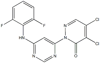 4,5-dichloro-2-[6-(2,6-difluoroanilino)-4-pyrimidinyl]-3(2H)-pyridazinone Struktur