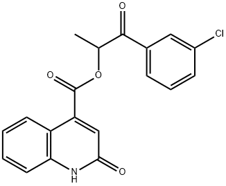 2-(3-chlorophenyl)-1-methyl-2-oxoethyl 2-hydroxy-4-quinolinecarboxylate Struktur