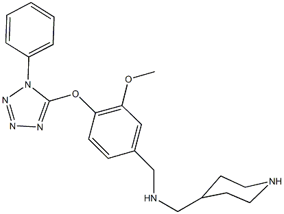 N-{3-methoxy-4-[(1-phenyl-1H-tetraazol-5-yl)oxy]benzyl}-N-(4-piperidinylmethyl)amine Structure