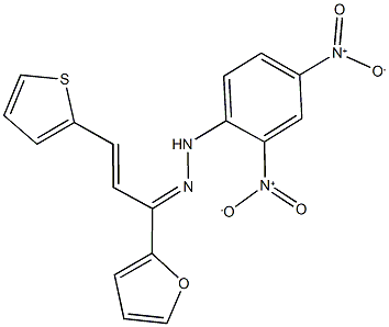 1-(2-furyl)-3-(2-thienyl)-2-propen-1-one {2,4-bisnitrophenyl}hydrazone Struktur