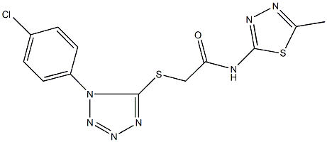 2-{[1-(4-chlorophenyl)-1H-tetraazol-5-yl]sulfanyl}-N-(5-methyl-1,3,4-thiadiazol-2-yl)acetamide Struktur