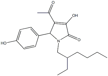 4-acetyl-1-(2-ethylhexyl)-3-hydroxy-5-(4-hydroxyphenyl)-1,5-dihydro-2H-pyrrol-2-one Struktur