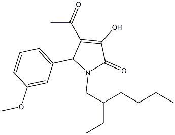 4-acetyl-1-(2-ethylhexyl)-3-hydroxy-5-(3-methoxyphenyl)-1,5-dihydro-2H-pyrrol-2-one Struktur