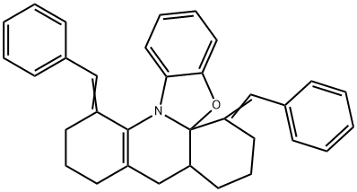 6,14-dibenzylidene-6,7,8,9,9a,10,11,12,13,14-decahydro[1,3]benzoxazolo[2,3-e]acridine Struktur