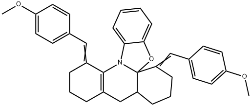 6,14-bis(4-methoxybenzylidene)-6,7,8,9,9a,10,11,12,13,14-decahydro[1,3]benzoxazolo[2,3-e]acridine Struktur