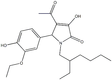 4-acetyl-5-(3-ethoxy-4-hydroxyphenyl)-1-(2-ethylhexyl)-3-hydroxy-1,5-dihydro-2H-pyrrol-2-one Struktur