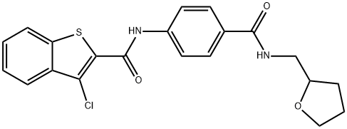 3-chloro-N-(4-{[(tetrahydro-2-furanylmethyl)amino]carbonyl}phenyl)-1-benzothiophene-2-carboxamide Struktur