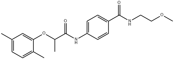 4-{[2-(2,5-dimethylphenoxy)propanoyl]amino}-N-(2-methoxyethyl)benzamide Struktur