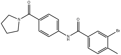 3-bromo-4-methyl-N-[4-(1-pyrrolidinylcarbonyl)phenyl]benzamide Struktur