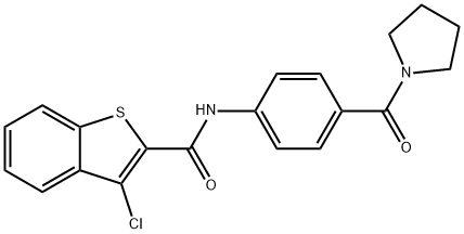 3-chloro-N-[4-(1-pyrrolidinylcarbonyl)phenyl]-1-benzothiophene-2-carboxamide Struktur