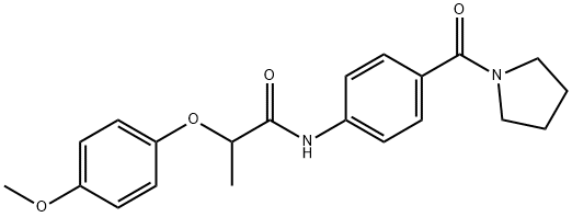 2-(4-methoxyphenoxy)-N-[4-(1-pyrrolidinylcarbonyl)phenyl]propanamide Struktur