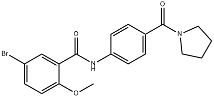 5-bromo-2-methoxy-N-[4-(1-pyrrolidinylcarbonyl)phenyl]benzamide Struktur