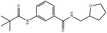 3-[(2,2-dimethylpropanoyl)amino]-N-(tetrahydro-2-furanylmethyl)benzamide Struktur