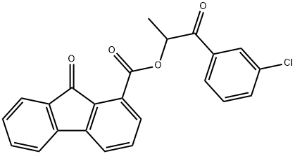 2-(3-chlorophenyl)-1-methyl-2-oxoethyl 9-oxo-9H-fluorene-1-carboxylate Struktur