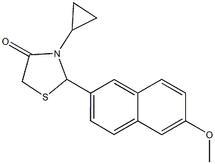 3-cyclopropyl-2-(6-methoxy-2-naphthyl)-1,3-thiazolidin-4-one Struktur