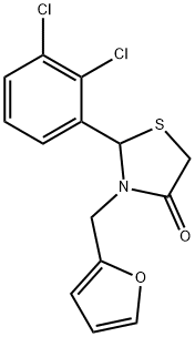 2-(2,3-dichlorophenyl)-3-(2-furylmethyl)-1,3-thiazolidin-4-one Struktur