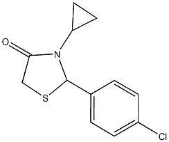 2-(4-chlorophenyl)-3-cyclopropyl-1,3-thiazolidin-4-one Struktur