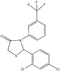 2-(2,4-dichlorophenyl)-3-[3-(trifluoromethyl)phenyl]-1,3-thiazolidin-4-one Struktur