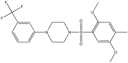 1-[(2,5-dimethoxy-4-methylphenyl)sulfonyl]-4-[3-(trifluoromethyl)phenyl]piperazine Struktur