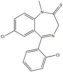 7-chloro-5-(2-chlorophenyl)-1-methyl-1,3-dihydro-2H-1,4-benzodiazepine-2-thione Struktur