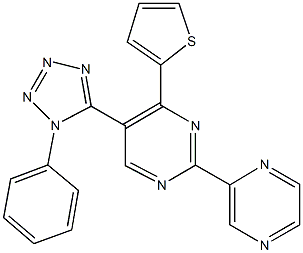 5-(1-phenyl-1H-tetraazol-5-yl)-2-(2-pyrazinyl)-4-(2-thienyl)pyrimidine Struktur