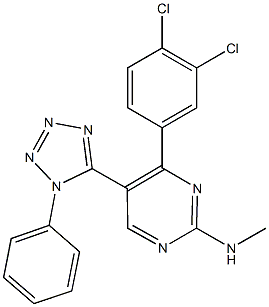 N-[4-(3,4-dichlorophenyl)-5-(1-phenyl-1H-tetraazol-5-yl)-2-pyrimidinyl]-N-methylamine Struktur