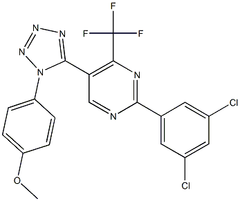 2-(3,5-dichlorophenyl)-5-[1-(4-methoxyphenyl)-1H-tetraazol-5-yl]-4-(trifluoromethyl)pyrimidine Struktur