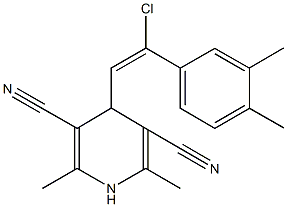 4-[2-chloro-2-(3,4-dimethylphenyl)vinyl]-2,6-dimethyl-1,4-dihydro-3,5-pyridinedicarbonitrile Struktur