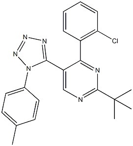 2-tert-butyl-4-(2-chlorophenyl)-5-[1-(4-methylphenyl)-1H-tetraazol-5-yl]pyrimidine Struktur