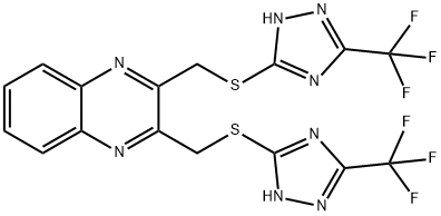 2,3-bis({[5-(trifluoromethyl)-1H-1,2,4-triazol-3-yl]sulfanyl}methyl)quinoxaline Struktur