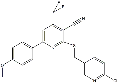 2-{[(6-chloro-3-pyridinyl)methyl]sulfanyl}-4-(difluoromethyl)-6-(4-methoxyphenyl)nicotinonitrile Struktur